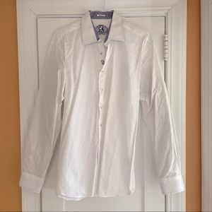 Bugatchi White Paisley Button Down, Shaped fit, Sixe XXL